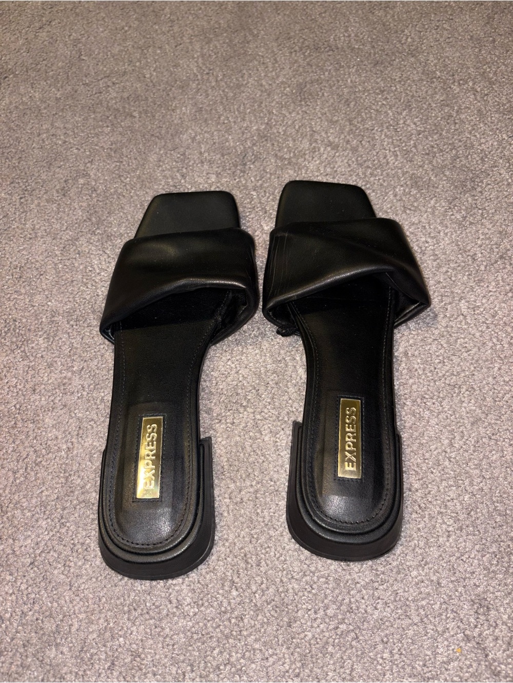 Express Black Padded Crossover Slide Sandals